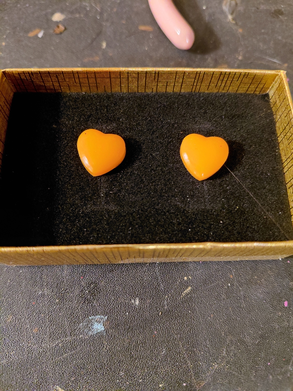 Orange Heart Stud Earrings - Women's Fashion Jewelry